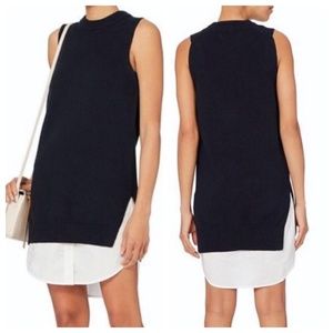 BROCHU WALKER Navy White Tunic Sweater Size Small